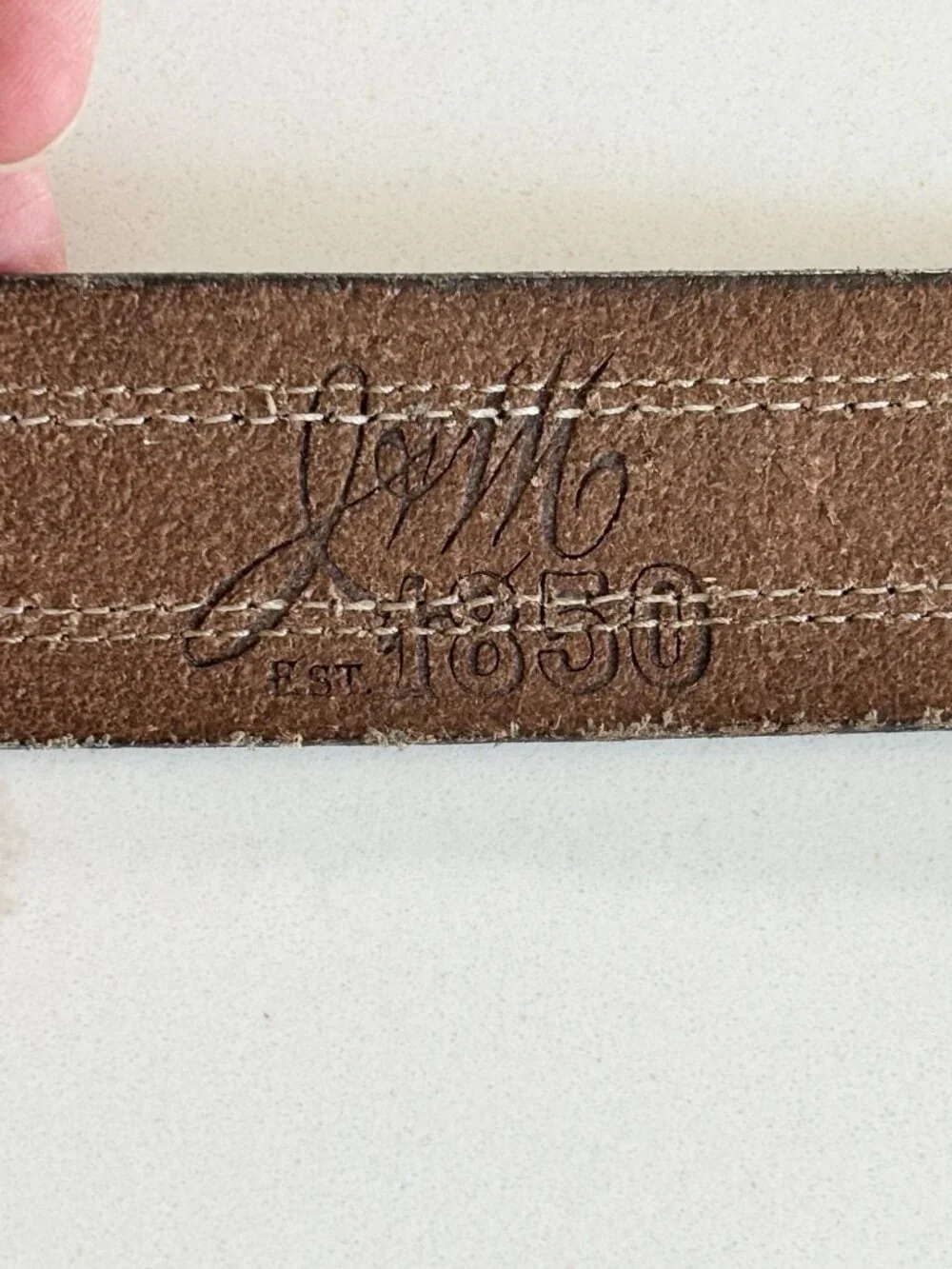 JOHNSTON & MURPHY Stitched Suede Overlay Brown Leather Belt MEN'S 38